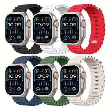 6-Pack Sport Silicone Bands Compatible with Apple Watch Series