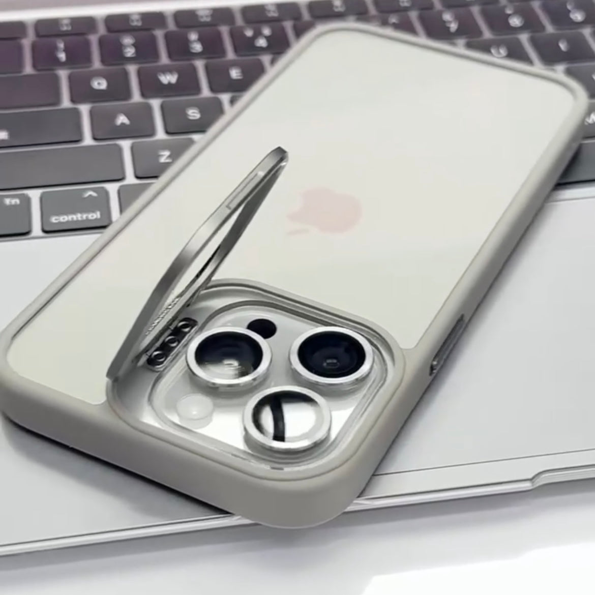 NATURAL TITANIUM METAL AIR SKIN WITH CAMERA RING & CAMERA STAND